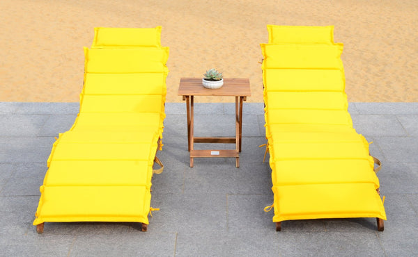 Safavieh PACIFICA 3-Piece Lounge Set – Coastal Charm with Durable Acacia Frame & Vibrant Yellow Cushions PAT7020D