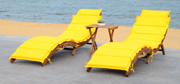 Safavieh PACIFICA 3-Piece Lounge Set – Coastal Charm with Durable Acacia Frame & Vibrant Yellow Cushions PAT7020D