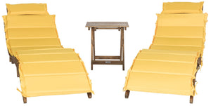 Safavieh PACIFICA 3-Piece Lounge Set – Coastal Charm with Durable Acacia Frame & Vibrant Yellow Cushions PAT7020D