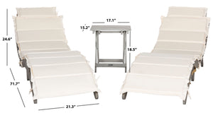 Safavieh PACIFICA 3-Piece Lounge Set - Coastal-Inspired Outdoor Elegance with Durable Acacia Wood Frames Grey / Beige PAT7020E