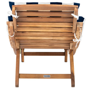 Safavieh PACIFICA 3-Piece Lounge Set - Coastal-Inspired Outdoor Elegance with Durable Acacia Wood Frames Natural / Navy Stripe PAT7020F
