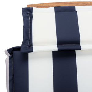 Safavieh PACIFICA 3-Piece Lounge Set - Coastal-Inspired Outdoor Elegance with Durable Acacia Wood Frames Natural / Navy Stripe PAT7020F