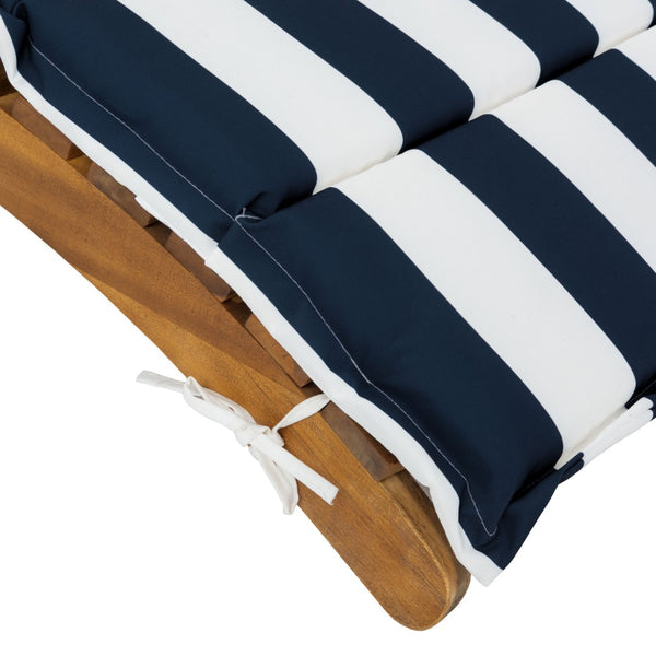 Safavieh PACIFICA 3-Piece Lounge Set - Coastal-Inspired Outdoor Elegance with Durable Acacia Wood Frames Natural / Navy Stripe PAT7020F