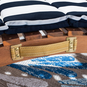 Safavieh PACIFICA 3-Piece Lounge Set - Coastal-Inspired Outdoor Elegance with Durable Acacia Wood Frames Natural / Navy Stripe PAT7020F