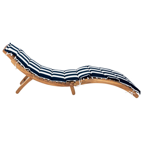 Safavieh PACIFICA 3-Piece Lounge Set - Coastal-Inspired Outdoor Elegance with Durable Acacia Wood Frames Natural / Navy Stripe PAT7020F