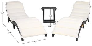 Safavieh PACIFICA 3-Piece Lounge Set - Coastal-Inspired Outdoor Elegance with Durable Acacia Wood Frames Black / Beige PAT7020G
