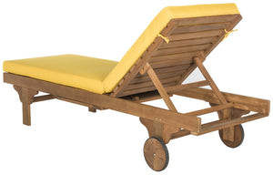 Safavieh NEWPORT Lounge Chair – Elegant Outdoor Seating with Classic Design, Comfortable Cushion & Table Natural / Yellow PAT7022A