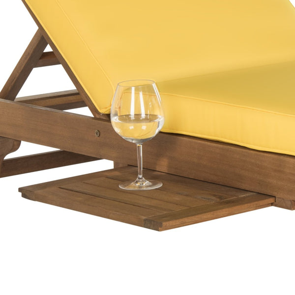 Safavieh NEWPORT Lounge Chair – Elegant Outdoor Seating with Classic Design, Comfortable Cushion & Table Natural / Yellow PAT7022A