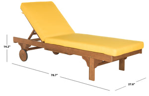 Safavieh NEWPORT Lounge Chair – Elegant Outdoor Seating with Classic Design, Comfortable Cushion & Table Natural / Yellow PAT7022A