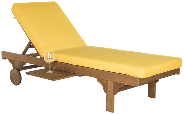 Safavieh NEWPORT Lounge Chair – Elegant Outdoor Seating with Classic Design, Comfortable Cushion & Table Natural / Yellow PAT7022A