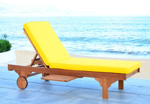 Safavieh NEWPORT Lounge Chair – Elegant Outdoor Seating with Classic Design, Comfortable Cushion & Table Natural / Yellow PAT7022A