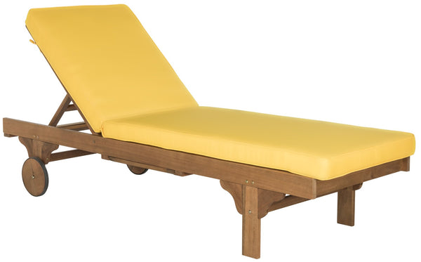 Safavieh NEWPORT Lounge Chair – Elegant Outdoor Seating with Classic Design, Comfortable Cushion & Table Natural / Yellow PAT7022A