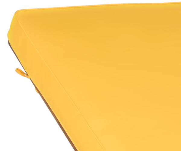 Safavieh NEWPORT Lounge Chair – Elegant Outdoor Seating with Classic Design, Comfortable Cushion & Table Natural / Yellow PAT7022A