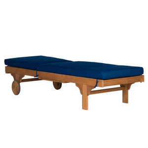 Safavieh NEWPORT Lounge Chair – Elegant Outdoor Seating with Classic Design, Comfortable Cushion & Table Natural / Navy PAT7022B
