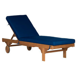 Safavieh NEWPORT Lounge Chair – Elegant Outdoor Seating with Classic Design, Comfortable Cushion & Table Natural / Navy PAT7022B