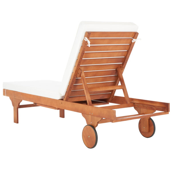 Safavieh NEWPORT Lounge Chair – Elegant Outdoor Seating with Classic Design, Comfortable Cushion & Table Natural / Beige PAT7022C