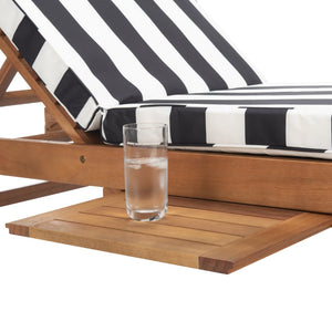 Safavieh NEWPORT Lounge Chair – Elegant Outdoor Seating with Classic Design, Comfortable Cushion & Table Natural / Black Stripe PAT7022D