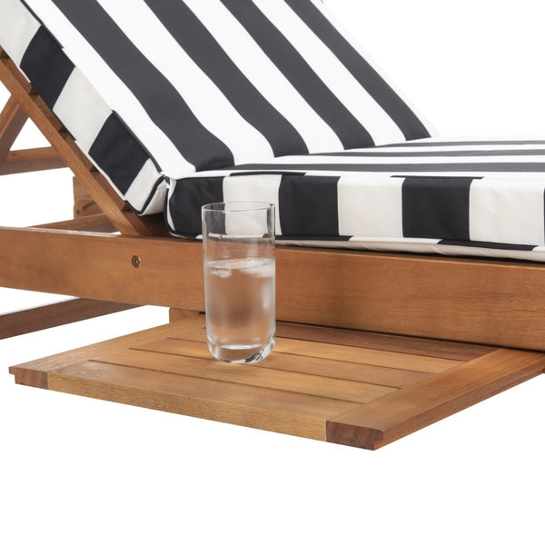 Safavieh NEWPORT Lounge Chair – Elegant Outdoor Seating with Classic Design, Comfortable Cushion & Table Natural / Black Stripe PAT7022D