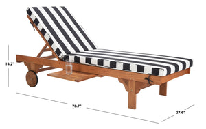 Safavieh NEWPORT Lounge Chair – Elegant Outdoor Seating with Classic Design, Comfortable Cushion & Table Natural / Black Stripe PAT7022D