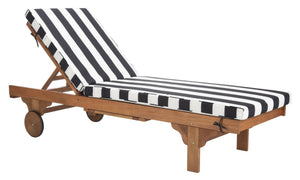 Safavieh NEWPORT Lounge Chair – Elegant Outdoor Seating with Classic Design, Comfortable Cushion & Table Natural / Black Stripe PAT7022D