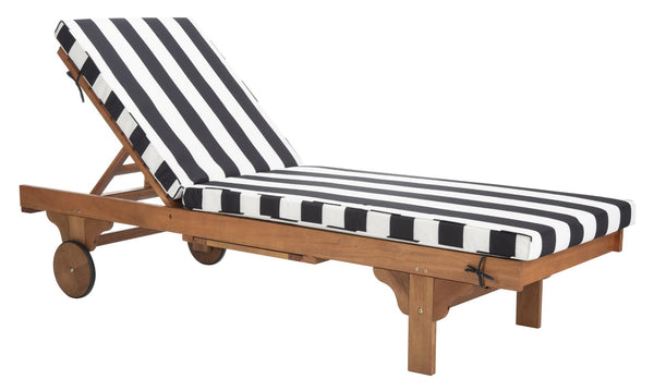 Safavieh NEWPORT Lounge Chair – Elegant Outdoor Seating with Classic Design, Comfortable Cushion & Table Natural / Black Stripe PAT7022D