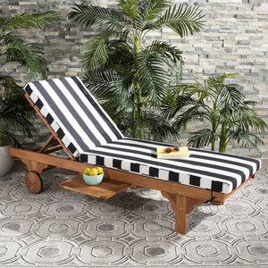 Safavieh NEWPORT Lounge Chair – Elegant Outdoor Seating with Classic Design, Comfortable Cushion & Table Natural / Black Stripe PAT7022D
