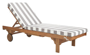 Safavieh NEWPORT Lounge Chair – Elegant Outdoor Seating with Classic Design, Comfortable Cushion & Table Natural / Grey Striped PAT7022E