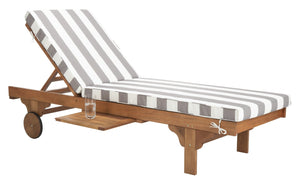 Safavieh NEWPORT Lounge Chair – Elegant Outdoor Seating with Classic Design, Comfortable Cushion & Table Natural / Grey Striped PAT7022E