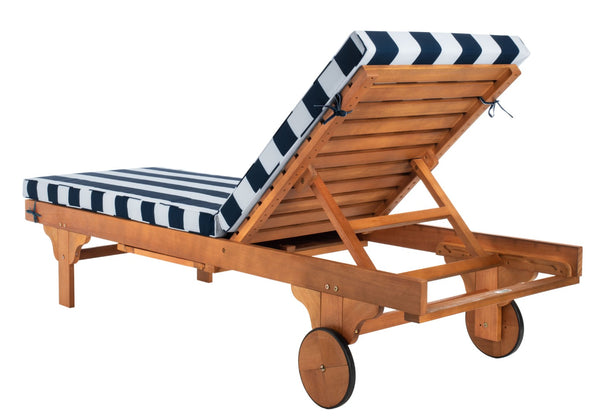 Safavieh NEWPORT Lounge Chair – Elegant Outdoor Seating with Classic Design, Comfortable Cushion & Table Natural / Navy Striped PAT7022F