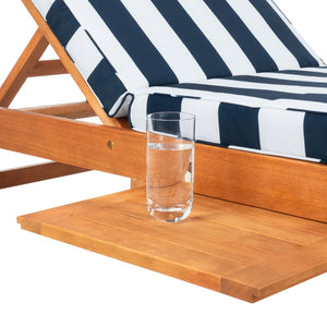 Safavieh NEWPORT Lounge Chair – Elegant Outdoor Seating with Classic Design, Comfortable Cushion & Table Natural / Navy Striped PAT7022F