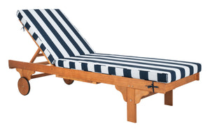 Safavieh NEWPORT Lounge Chair – Elegant Outdoor Seating with Classic Design, Comfortable Cushion & Table Natural / Navy Striped PAT7022F