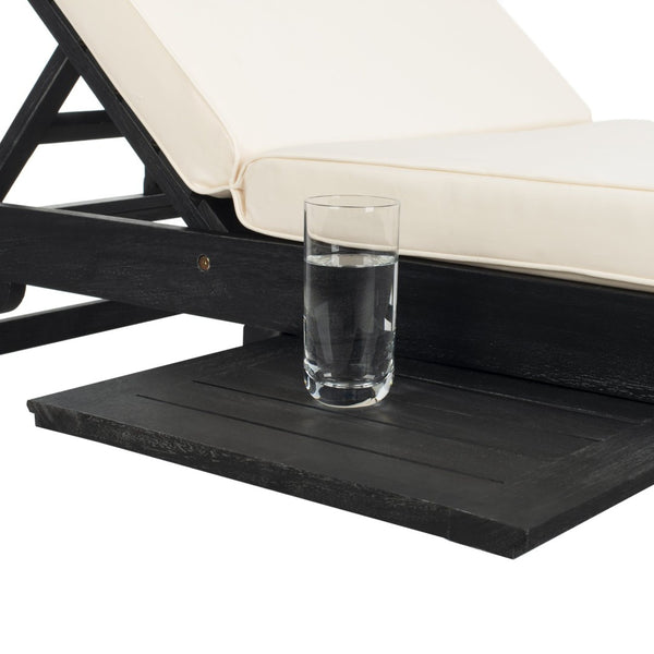 Safavieh NEWPORT Lounge Chair – Elegant Outdoor Seating with Classic Design, Comfortable Cushion & Table Black / Beige PAT7022G