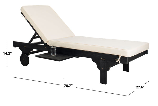 Safavieh NEWPORT Lounge Chair – Elegant Outdoor Seating with Classic Design, Comfortable Cushion & Table Black / Beige PAT7022G