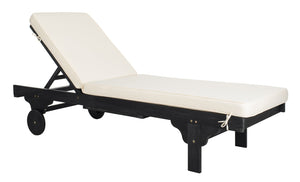 Safavieh NEWPORT Lounge Chair – Elegant Outdoor Seating with Classic Design, Comfortable Cushion & Table Black / Beige PAT7022G