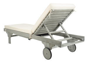 Safavieh NEWPORT Lounge Chair – Elegant Outdoor Seating with Classic Design, Comfortable Cushion & Table Grey / Beige PAT7022H