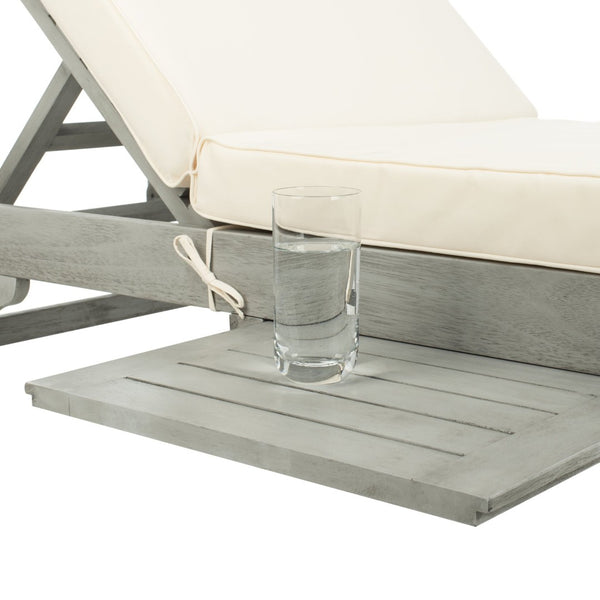 Safavieh NEWPORT Lounge Chair – Elegant Outdoor Seating with Classic Design, Comfortable Cushion & Table Grey / Beige PAT7022H