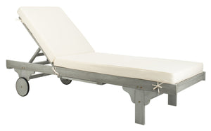 Safavieh NEWPORT Lounge Chair – Elegant Outdoor Seating with Classic Design, Comfortable Cushion & Table Grey / Beige PAT7022H