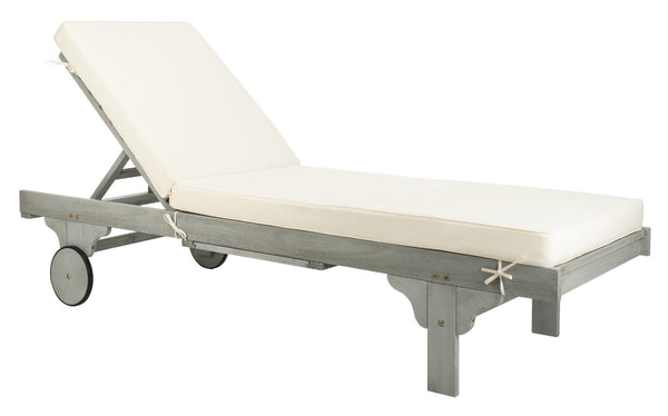 Safavieh NEWPORT Lounge Chair – Elegant Outdoor Seating with Classic Design, Comfortable Cushion & Table Grey / Beige PAT7022H
