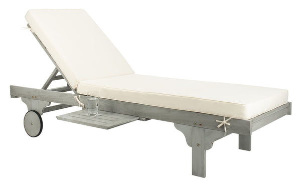 Safavieh NEWPORT Lounge Chair – Elegant Outdoor Seating with Classic Design, Comfortable Cushion & Table Grey / Beige PAT7022H