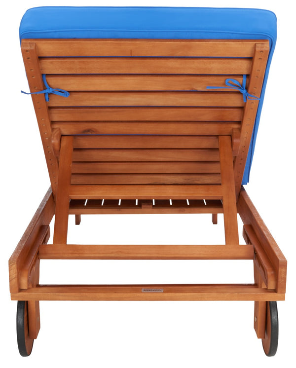 Safavieh NEWPORT Lounge Chair – Elegant Outdoor Seating with Classic Design, Comfortable Cushion & Table Natural / Blue PAT7022K