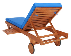 Safavieh NEWPORT Lounge Chair – Elegant Outdoor Seating with Classic Design, Comfortable Cushion & Table Natural / Blue PAT7022K