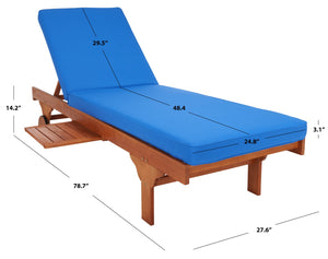 Safavieh NEWPORT Lounge Chair – Elegant Outdoor Seating with Classic Design, Comfortable Cushion & Table Natural / Blue PAT7022K