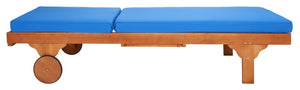 Safavieh NEWPORT Lounge Chair – Elegant Outdoor Seating with Classic Design, Comfortable Cushion & Table Natural / Blue PAT7022K