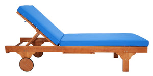 Safavieh NEWPORT Lounge Chair – Elegant Outdoor Seating with Classic Design, Comfortable Cushion & Table Natural / Blue PAT7022K