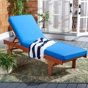 Safavieh NEWPORT Lounge Chair – Elegant Outdoor Seating with Classic Design, Comfortable Cushion & Table Natural / Blue PAT7022K