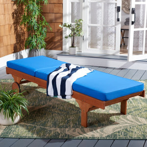 Safavieh NEWPORT Lounge Chair – Elegant Outdoor Seating with Classic Design, Comfortable Cushion & Table Natural / Blue PAT7022K