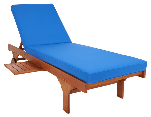 Safavieh NEWPORT Lounge Chair – Elegant Outdoor Seating with Classic Design, Comfortable Cushion & Table Natural / Blue PAT7022K