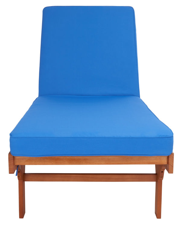 Safavieh NEWPORT Lounge Chair – Elegant Outdoor Seating with Classic Design, Comfortable Cushion & Table Natural / Blue PAT7022K