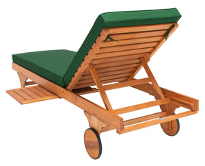 Safavieh NEWPORT Lounge Chair – Elegant Outdoor Seating with Classic Design, Comfortable Cushion & Table Natural / Green PAT7022N