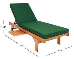 Safavieh NEWPORT Lounge Chair – Elegant Outdoor Seating with Classic Design, Comfortable Cushion & Table Natural / Green PAT7022N